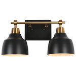 LNC - LNC 2-Light Modern Polished Gold and Matte Black Dome LED Vanity Light - At LNC, we always believe that Classic is the Timeless Fashion, Liveable is the essential lifestyle, and Natural is the eternal beauty. Every product is an artwork of LNC, we strive to combine timeless design aesthetics with quality, and each piece can be a lasting appeal.