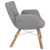 LeisureMod Milwood Mid-Century Accent Side Lounge Armchair W/ Dowel Legs, Grey