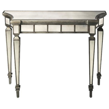 Beaumont Lane Modern Solid Wood Mirrored Console Table in Pewter