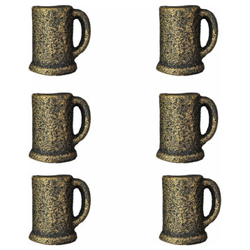 Antique Gold Finish Cast Iron Beer Mug Decorative Cabinet Knob Drawer Pulls Set