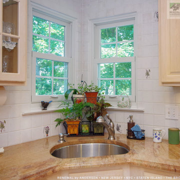 White Double Hung Windows in Charming Kitchen - Renewal by Andersen NJ ? NYC
