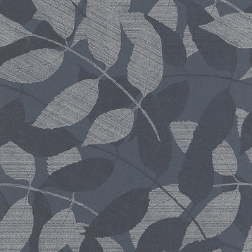 Non-Woven Leaves Wallpaper - DW327226705 Indigo Wallpaper, Roll