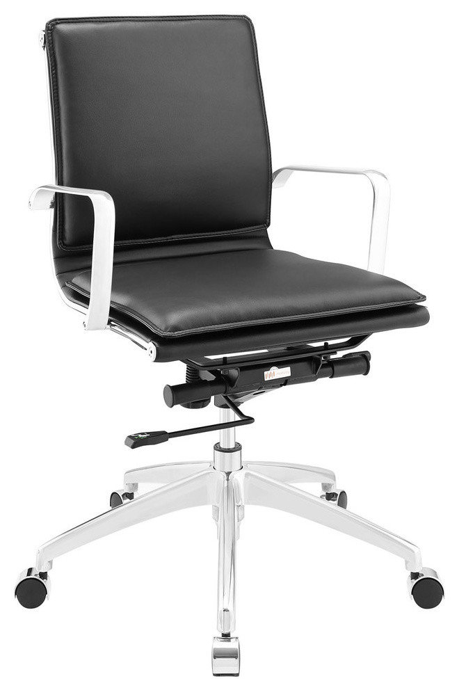 Modern Contemporary Office Chair, Black Faux Leather Contemporary