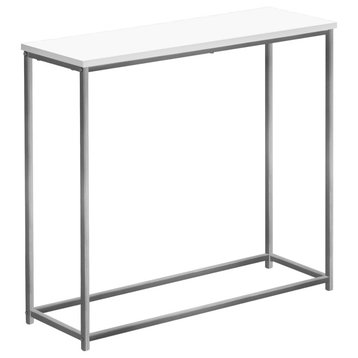 Accent Table, Console, Entryway, Narrow, Sofa, Bedroom, Metal, White/Silver