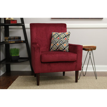 Modern Accent Chair, Removable Foam Seat Cushion and Track Arms, Wine Red