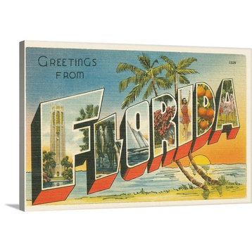 "Greetings from Florida v2" Wrapped Canvas Art Print, 24"x16"x1.5"