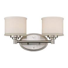 Cahill 2-Light Vanity Bar, Brushed Nickel With White Frost