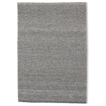 Hand Woven Flat Ivory Pile Weave Wool Rug by Tufty Home, Natural Grey, 2.3x9