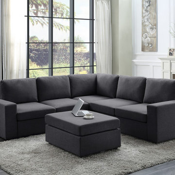 Decker 94" Linen 6 Seat Reversible Modular Sectional Sofa