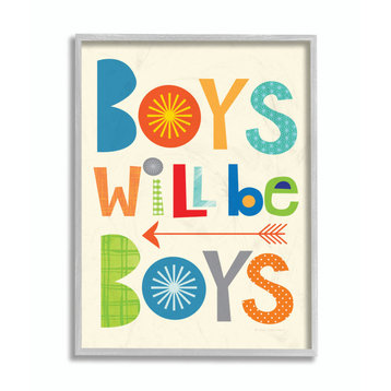 Stupell Industries Boys Will Be Boys Multi-Color with Arrow, 16 x 20