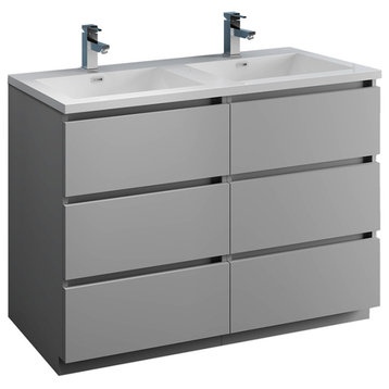 Fresca Lazzaro 48" Gray Cabinet With Integrated Double Sink