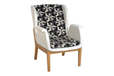 Geo Armchair, White and Black
