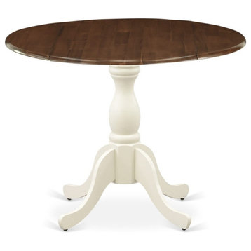 DST-WLW-TP - Wood Table - Walnut Table Top and Linen White Pedestal Leg Finish