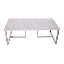 Jordan Coffee Table | Brushed & White Marble - Coffee Tables