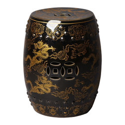 Black & Gold Garden Stool - Home Decor