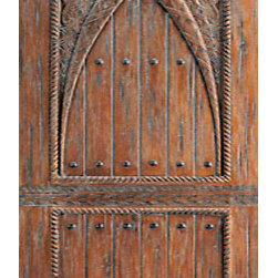 Moroccan Style Hand Carved Mahogany Single Door - Front Doors