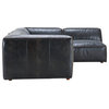 4 Piece Black Nubuck Top Grain Leather Modular Sectional Sofa Scandinavian