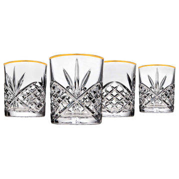 Dublin Gold Banded Double Old Fashion Glassware Set of 4