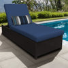 Belle Wheeled Chaise Outdoor Wicker Patio Furniture in Navy