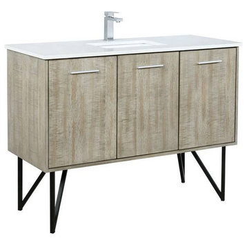 Lancy Modern Rustic Acacia 48" Square Sink Bathroom Vanity, Labaro Rose Gold Fau