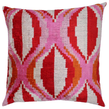 Canvello Invisible Zipper Silk Velvet Pink Red Throw Pillows 20"x20"