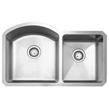 Noah's Collection Brushed Stainless Steel Chefhaus Series Double Bowl Sink