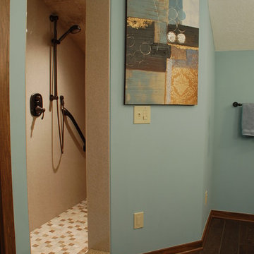 Easy Care Walk-In Shower with His and Her Vanity Area