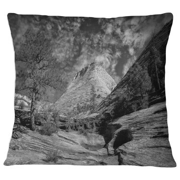 Layers of Red Rock Gray with Clouds Landscape Printed Throw Pillow, 16"x16"