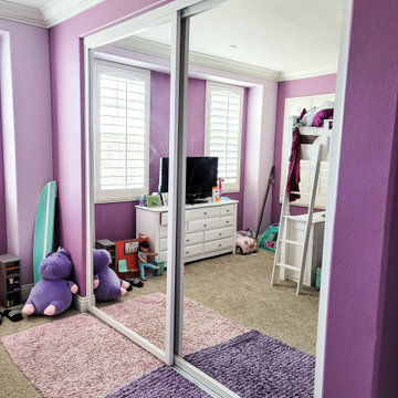 Closet Doors with White Wood Frames and Mirror Panels in the Inland Empire, CA