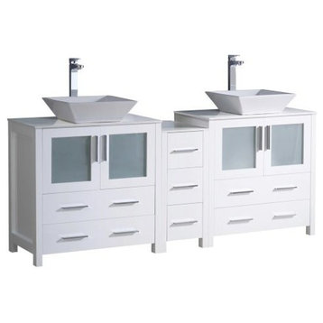 Fresca 72" Modern Double Sink Bathroom Cabinets, White