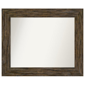 Fencepost Brown Non-Beveled Wood Bathroom Mirror 35x29"