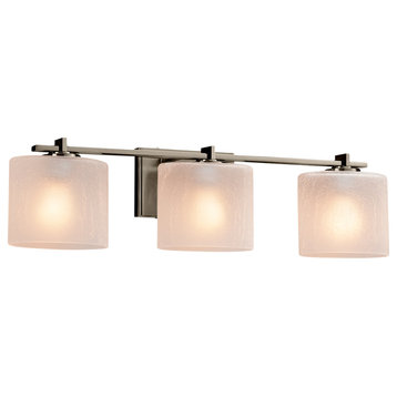 Fusion, Era 3-Light Bath Bar, Oval Shade, Frosted Crackle, Brushed Nickel