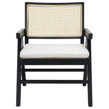 Safavieh Couture Colette Rattan Accent Chair, Black/Natural