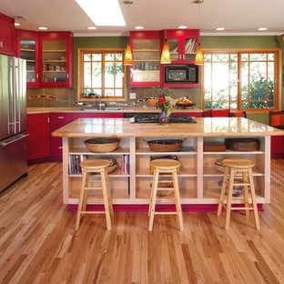 Red Wood Cabinets Houzz