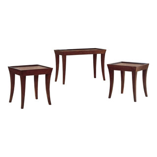 Three-Piece Occasional Tray Top Coffee Table With 2 End Tables, Cherry ...