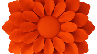 Bright Wool Flower Wall Sculpture, Orange, 115x115 cm