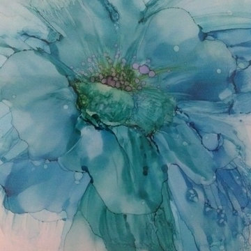Alcohol Ink Aquamarine Blossom