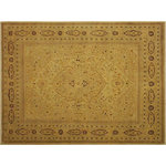 Bareens Designer Rugs - Turkish Knotted Istanbul Young Tan/Tan Wool Rug - 8'10'' x 11'4'' - Designed with a mesmerizing intricate traditional motif this glorious hand knotted rug is a masterpiece that will fill any space with sophistication and grace. An exhilarating color pallet with an elaborate design, this masterpiece features luxurious hand spun wool with all vegetable dyes to add comfort and style to your decor. The design, color and beautiful chromatic composition with a sheen in traditional and transitional designs, exude beauty, elegance and quality make this rug a masterpiece of its own.