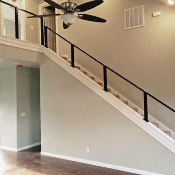 Fortuna, CA: Black Aluminum Posts & Inline Support for Wood Top Rail