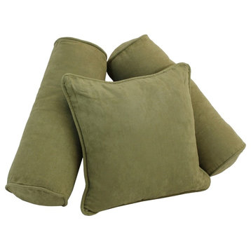 Solid Microsuede Throw Pillows with Inserts, Set of 3, Aqua Blue, Sage Green