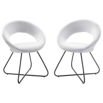 Nouvelle Upholstered Fabric Dining Chair Set of 2 Black White -4683