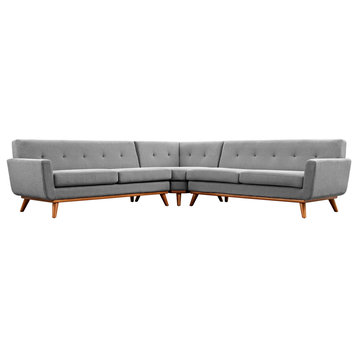 Engage L-Shaped Upholstered Fabric Sectional Sofa, Expectation Gray