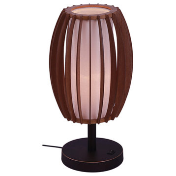 Fins Wood 1-Light Table Lamp, Metallic Bronze