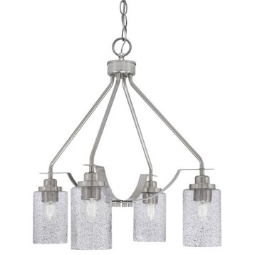 Odyssey 4 Light, Chandelier In Brushed Nickel Finish With 4" Smoke Bubble Glass