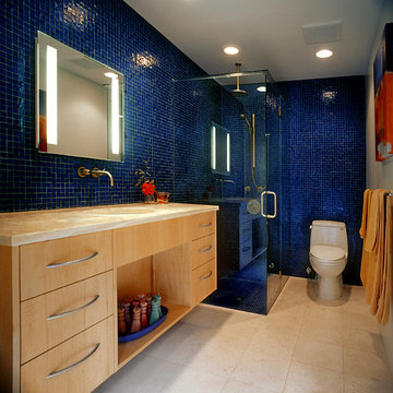 Vivid Blue Tile Bathroom