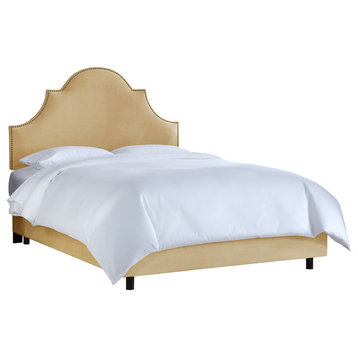 Taylor Nail Button High Arch Notched Bed, Velvet Buckwheat, Queen