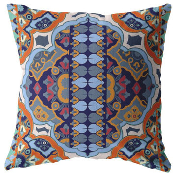Boho Flower Double Sided Suede Pillow, Zippered, Orange