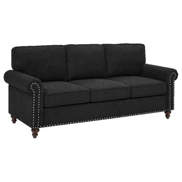 Partner Furniture Polyester Fabric 78" Wide Sofa in Black
