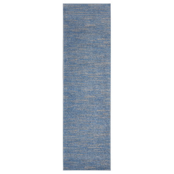 Nourison Nourison Essentials Nre01 Solid Color Rug, Blue/Grey, 2'2"x10'0" Runner