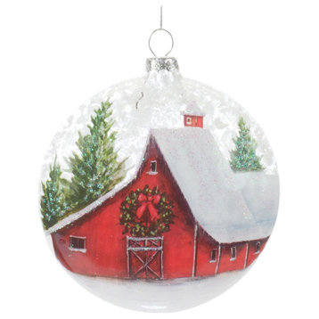 Frosted Barn Ball Ornament, Set of 12